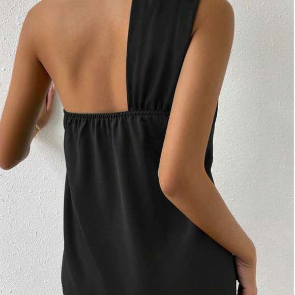 One Shoulder Solid Satin Blouse - Picture 6 of 9